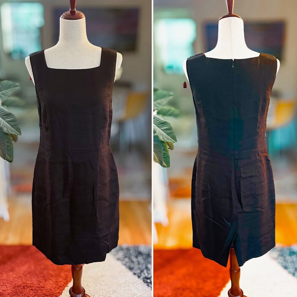 Talbots Black Linen Dress – Timeless Sleeveless Shift | Estimated M/L